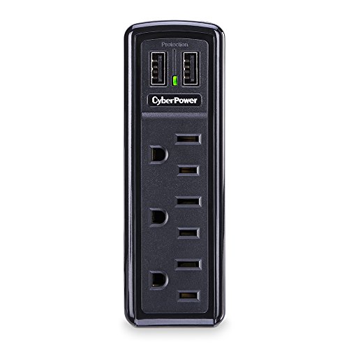 Product Cover CyberPower CSP300WU Professional Surge Protector, 918J/125V, 3 Outlets, 2 USB Charge Ports (1 Amp Shared), Folding Wall Tap Plug