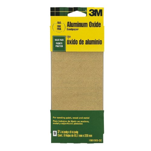 Product Cover 3M 19015ES-CC 3-2/3 by 9-Inch Fine Grit Aluminum Oxide Paint, Wood, Metal Sandpaper, 9-Pack