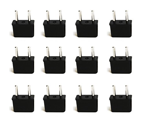 Product Cover Ceptics USA to Europe Asia Plug Adapter - CE Certified - RoHS Compliant -12 Pack