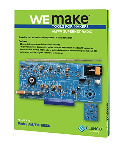 Product Cover Elenco  AM/FM Radio Kit |Switch Between ICs & Transistors | Lead Free Solder | Great STEM Project | Superheterodyne Designed to AM and FM Broadcasts | SOLDERING REQUIRED