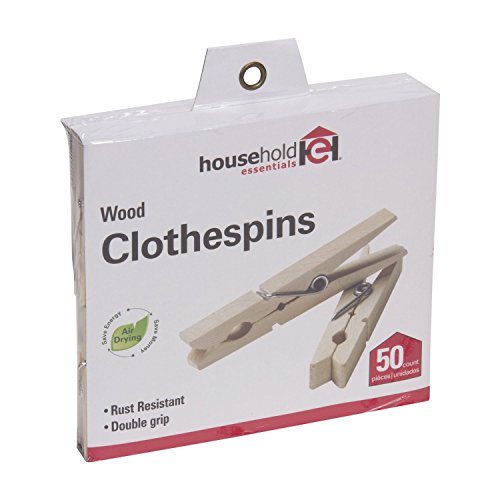 Product Cover Household Essentials Classic Birchwood Clothespins, Bag of 50