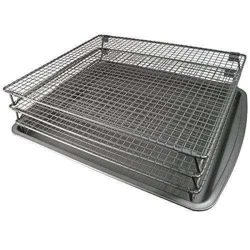 Product Cover Weston 07-0155-W Nonstick 3-Tier Drying Rack and Baking Pan, 700 Square inches Space, Silver