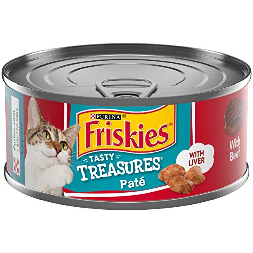 Product Cover Purina Friskies Pate Wet Cat Food, Tasty Treasures Beef & Liver Dinner (24) 5.5 oz. Cans