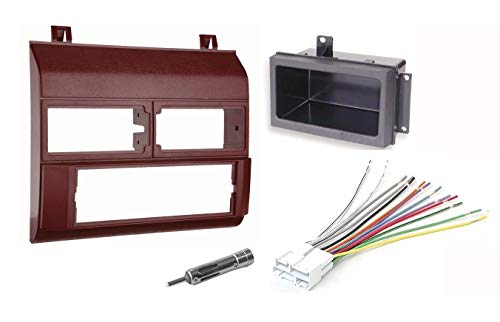 Product Cover Single Din Dash Kit + Pocket Kit + Wire Harness + Antenna Adapter.Fits 1988-1996 Red Chevrolet & GMC Complete