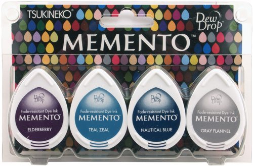 Product Cover Tsukineko Memento Dew Drops Fade Resistant 4-Pack Dye Inkpads Assortment, Dolphin Play