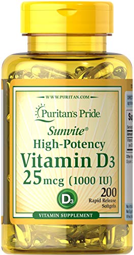 Product Cover Puritan's Pride High-Potency Vitamin D3 1000 IU, 200 Softgels