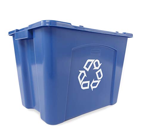 Product Cover Rubbermaid Commercial Stackable Recycling Bin, 14 Gallon, Blue (Fg571473Blue)