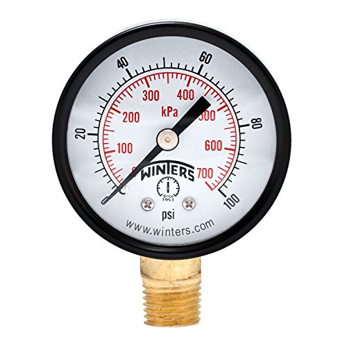 Product Cover Winters PEM Series Steel Dual Scale Economical All Purpose Pressure Gauge with Brass Internals, 0-100 psi/kpa, 2