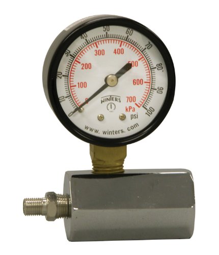 Product Cover Winters PET Series Steel Dual Scale Gas Test Pressure Gauge with Polycarbonate Lens, 0-100 psi/kpa, 2