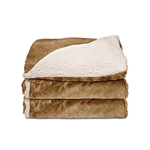 Product Cover Sunbeam Heated Throw Blanket | Reversible Sherpa/Royal Mink, 3 Heat Settings, Honey