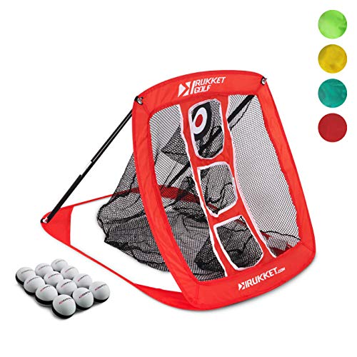 Product Cover Rukket Pop Up Golf Chipping Net | Outdoor / Indoor Golfing Target Accessories and Backyard Practice Swing Game | Includes 12 Foam Practice Balls