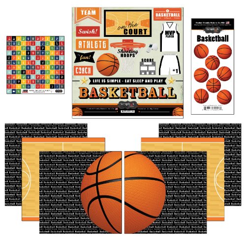 Product Cover Scrapbook Customs Go Big Basketball Themed Paper and Stickers Scrapbook Kit