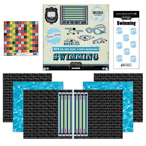 Product Cover Scrapbook Customs Go Big Swimming Themed Paper and Stickers Scrapbook Kit