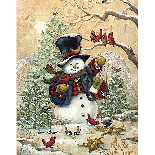 Product Cover Bits and Pieces - 300 Large Piece Jigsaw Puzzle for Adults - Winter Friends - Snowman Puzzle - by Artist Janet Stever - 300 pc Jigsaw