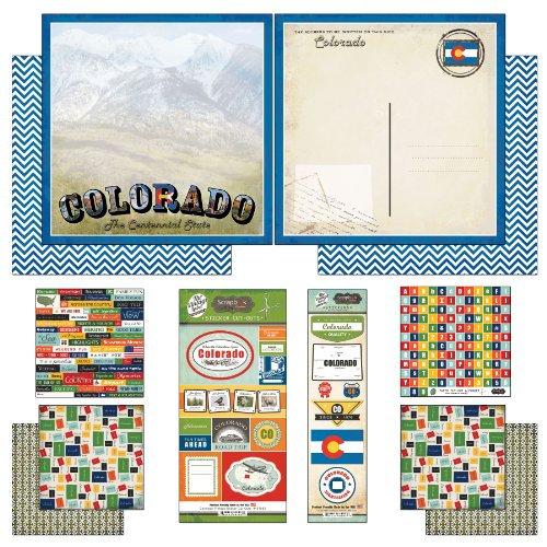 Product Cover Scrapbook Customs Themed Paper and Stickers Scrapbook Kit, Colorado Vintage