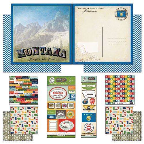 Product Cover Scrapbook Customs Themed Paper and Stickers Scrapbook Kit, Montana Vintage
