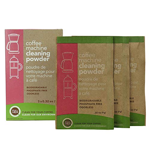 Product Cover Full Circle Coffee Machine Cleaner - Cleaning Powder - 3 Single Use Packets - Safe on Keurig Delonghi Nespresso Ninja Hamilton Beach Mr Coffee Braun