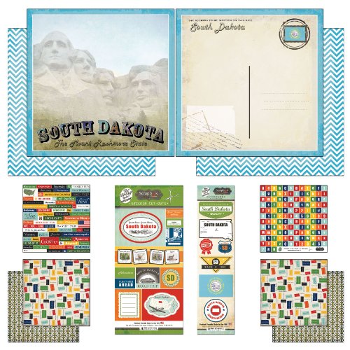 Product Cover Scrapbook Customs Themed Paper and Stickers Scrapbook Kit, South Dakota Vintage