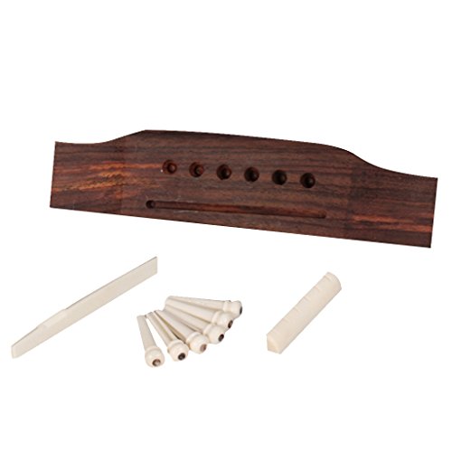 Product Cover 6 String Acoustic Guitar Bridge Bone Pins Saddle Nut/Specially Designed Set of Guitar Accessories, Including a Bridge, Six Pins, a Saddle and a Nut