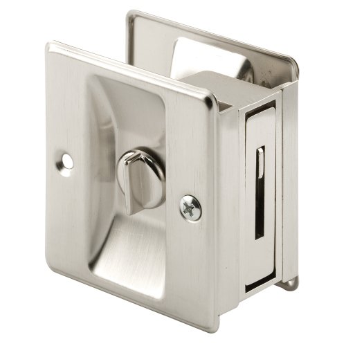 Product Cover Prime-Line Products N 7239 Prime-Line Pocket Door Privacy Lock with Pull, Solid, Satin Nickel,