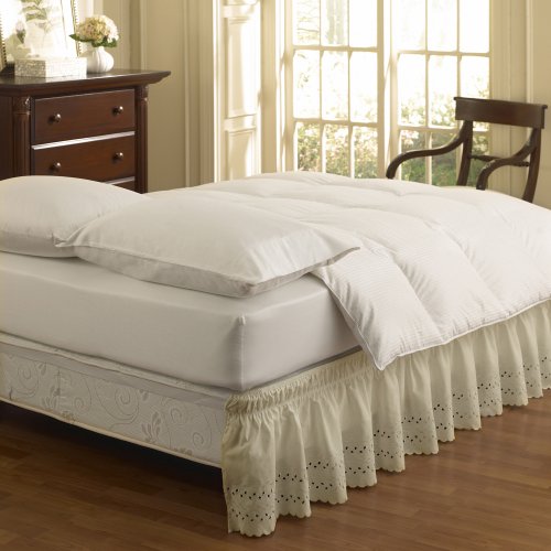 Product Cover Easy Fit Eyelet Wrap Around Easy On/Off Dust Ruffle 18-Inch Drop Bedskirt, Queen/King, Ivory