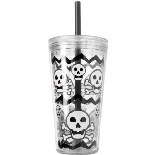 Product Cover Copco Minimus Tumbler with Straw, 24-Ounce, Skull Gray
