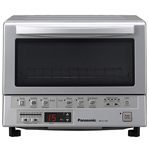 Product Cover Panasonic FlashXpress Compact Toaster Oven with Double Infrared Heating, Crumb Tray and 1300 Watts of Cooking Power - 4 Slice Countertop Toaster Oven - NB-G110P (Stainless Steel)