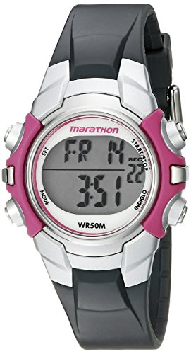 Product Cover Marathon by Timex Women's T5K646 Digital Mid-Size Gray/Pink Resin Strap Watch