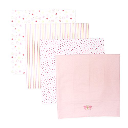 Product Cover Spasilk Unisex Baby 4 Pack 100% Cotton Flannel Receiving Blanket - Baby Boy or Baby Girl Shower Gift