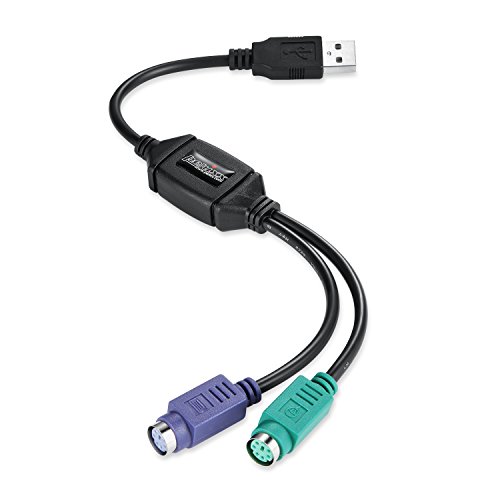 Product Cover Perixx PERIPRO-401 PS2 USB Cable Cord Adapter for Keyboard and Mouse with PS/2 Interface, Built-in USB Controller and Support PS2 Port of KVM Switch, Black