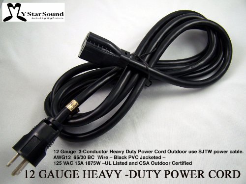Product Cover Extension Power Cord 10' Heavy Duty 12 Gauge 3 Conductor Rated for Outdoor Use. Great for Live Entertainment & Motor Home Power Sjtw