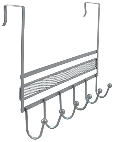 Product Cover DecoBros Over The Door 6 Hook Organizer Rack - Silver