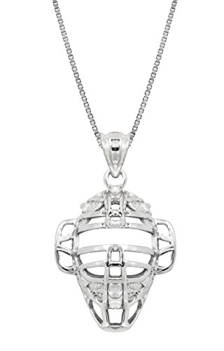 Product Cover Honolulu Jewelry Company Sterling Silver Baseball Back Catcher Mask Necklace Pendant with 18