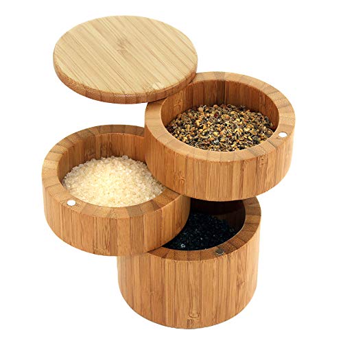 Product Cover Totally Bamboo Salt Cellar Bamboo Storage Box for Salt and Spices (Triple Salt Box)