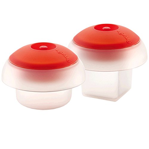 Product Cover Lekue Ovo Egg Cooker Kit of 1 Square Egg Mold and 1 Round Egg Mold (Set of 2), Red