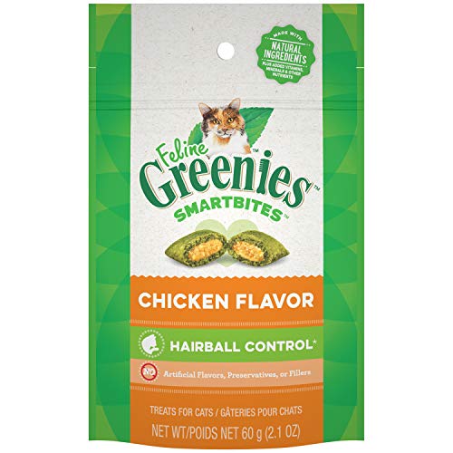 Product Cover FELINE GREENIES SMARTBITES Hairball Control Natural Treats for Cats Chicken Flavor 2.1 oz.