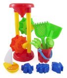 Product Cover Liberty Imports Double Sand Wheel Beach Toy Set for Kids with Bucket, Shovels, Rakes, Sailboat & 3 Shape Molds