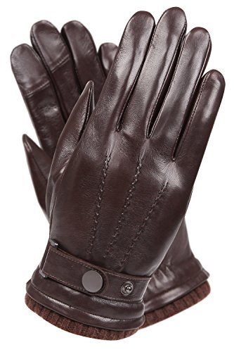 Product Cover Mens Winter Cold Weather Warm Leather Driving Gloves for Men Wool/Cashmere Blend Cuff