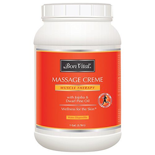 Product Cover Bon Vital' Muscle Therapy Massage Crème, Professional Massage Cream with Dwarf Pine Oil & Essential Oils for Relaxation & Sore Muscle Relief, Deep Tissue & Sports Massage Techniques, 1 Gallon Jar
