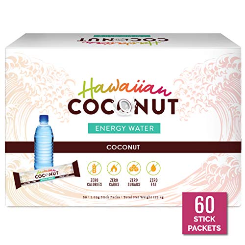 Product Cover New Hawaiian Coconut Water Powder w/Energy 60 Packets (Natural Post- and Pre-Workout Energy Drink Powder Mix) (60)
