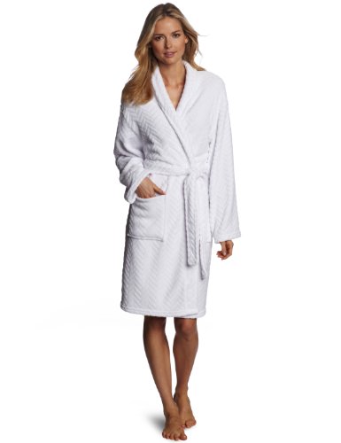 Product Cover Seven Apparel Hotel Spa Collection Herringbone Textured Plush Robe, Optic White