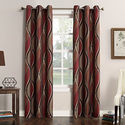 Product Cover No. 918 Intersect Wave Print Casual Textured Curtain Panel, 48