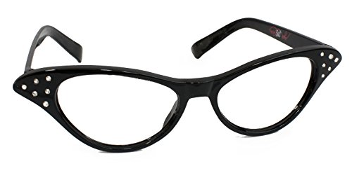 Product Cover Hip Hop 50s Shop Womens Cat Eye Rhinestone Glasses, Black