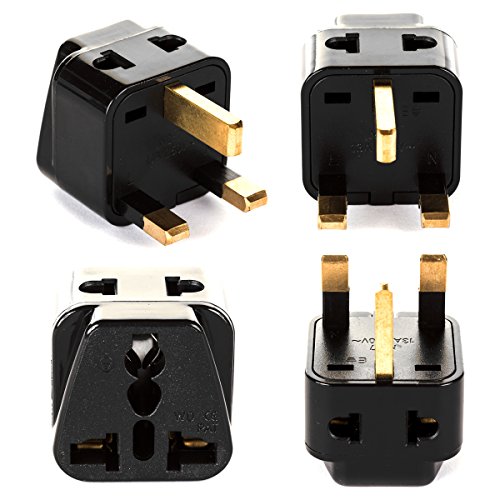 Product Cover UK, Hong Kong Travel Adapter Plug, OREI Adaptor 2 in 1, For Botswana, England, UAE, Dubai - Safe Grounded Connection - Universal Socket - 4 Pack