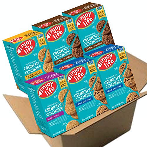 Product Cover Enjoy Life Crunchy Cookies, Soy free, Nut free, Gluten free, Dairy free, Non GMO, Variety Pack (Double Chocolate, Chocolate Chip, Vanilla Honey Graham, Sugar Crisp), 6 Boxes