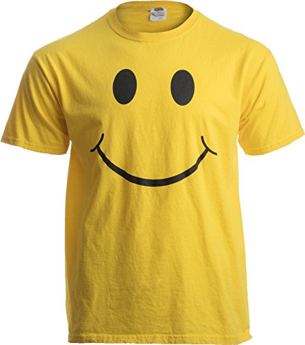 Product Cover Smile Face | Cute, Positive, Happy Smiling Face Unisex T-Shirt for Men or Women-M Yellow