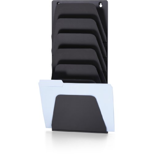 Product Cover Officemate Wall File Holder, Letter/Legal, 7 Pockets, Black (21505)