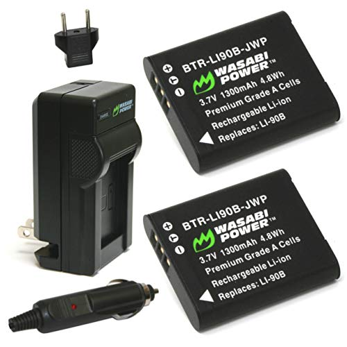 Product Cover Wasabi Power Battery (2-Pack) and Charger for Olympus LI-90B, LI-92B and Olympus SH-1, SH-50 iHS, SH-60, SP-100, SP-100EE, Tough TG-1 iHS, Tough TG-2 iHS, Tough TG-3, XZ-2 iHS