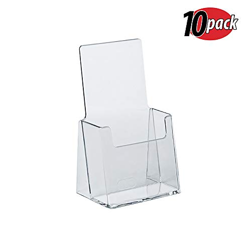 Product Cover Azar 252012 Clear Acrylic Trifold Literature Brochure Holder For Counter | Perfect For Pamphlets | Brochures | Menus | Promotions | Literature | Made In USA (Pack of 10)