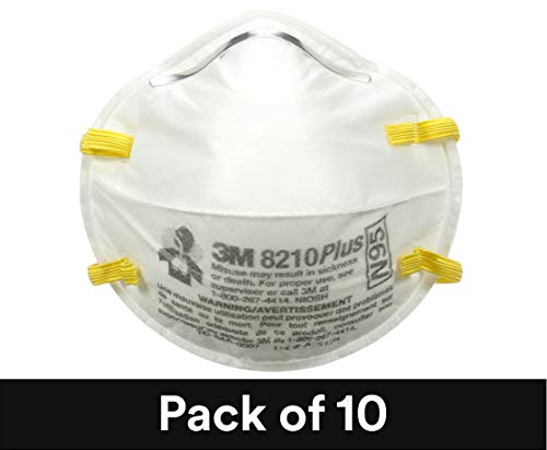 Product Cover 3M Particulate Respirator 8210PlusPro, N95, Smoke, Dust, Grinding, Sanding, Sawing, Sweeping, 10/Pack